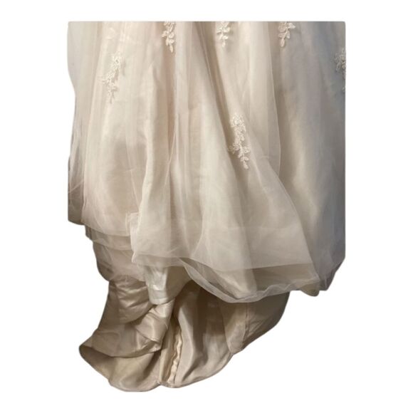 Madi Lane Elegant Lace Strapless Ball Gown Wedding Dress – Ivory Tulle - Picture 6 of 16